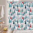 thumbnail image 2 of Chistmas Tree Shower Curtain Blue Red Xmas Tree Snowflake Forest Winter Holiday Watercolor Bathroom Home Curtain with Hooks,70x70 Inch, 2 of 6