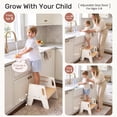 thumbnail image 3 of Wooden Step Stool 3-Height Adjustable Toddler Kitchen Stool Helper, Kids Bathroom Small Step Stools, Pine Wood Anti-slip Foot Stool for Adults, 3 of 11