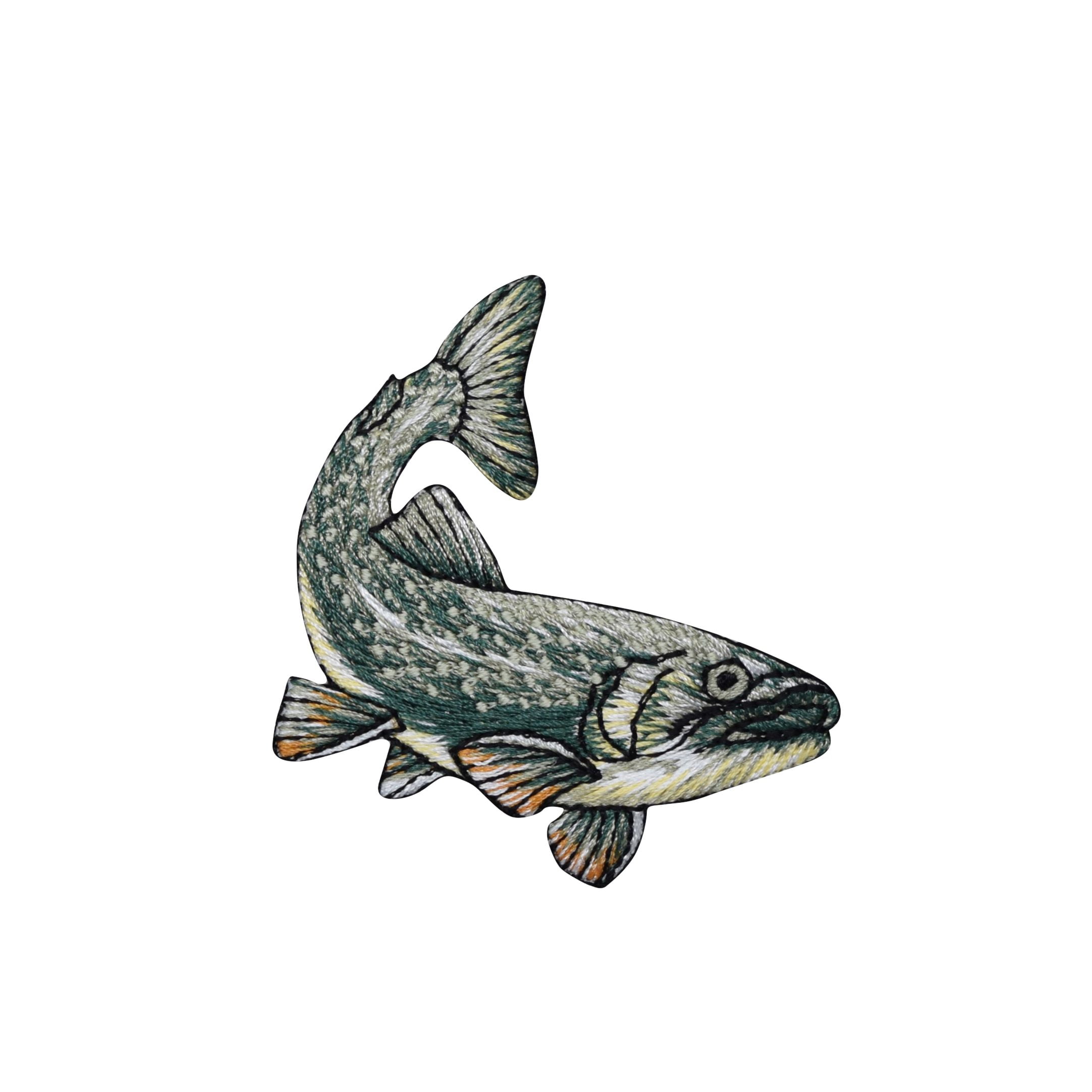 Iron on Applique Embroidered Patch 693680-B BlueGreen Stripe Bass Natural Fish Facing Right