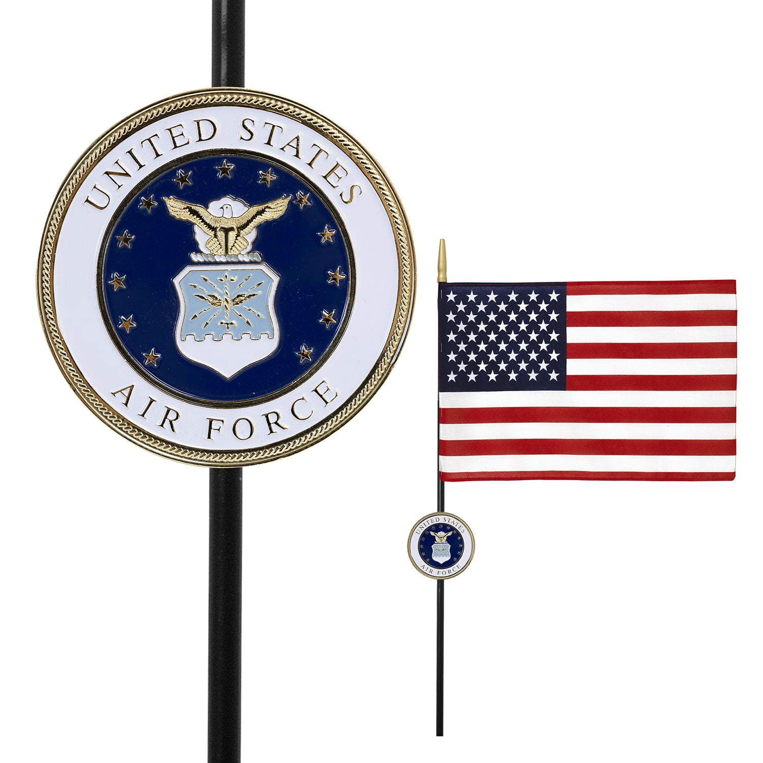 Allied Air Force Veteran Grave Marker With 30 Inch Tall American Cemetery Flag
