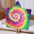 thumbnail image 5 of Colorful Tie Dye Pattern Hooded Bath Towel，60"x35" for Ages 3 To 12 Kids, Quick Dry Lightweight Soft Microfiber Hood Beach Towel Cover Up for Kids, 5 of 7