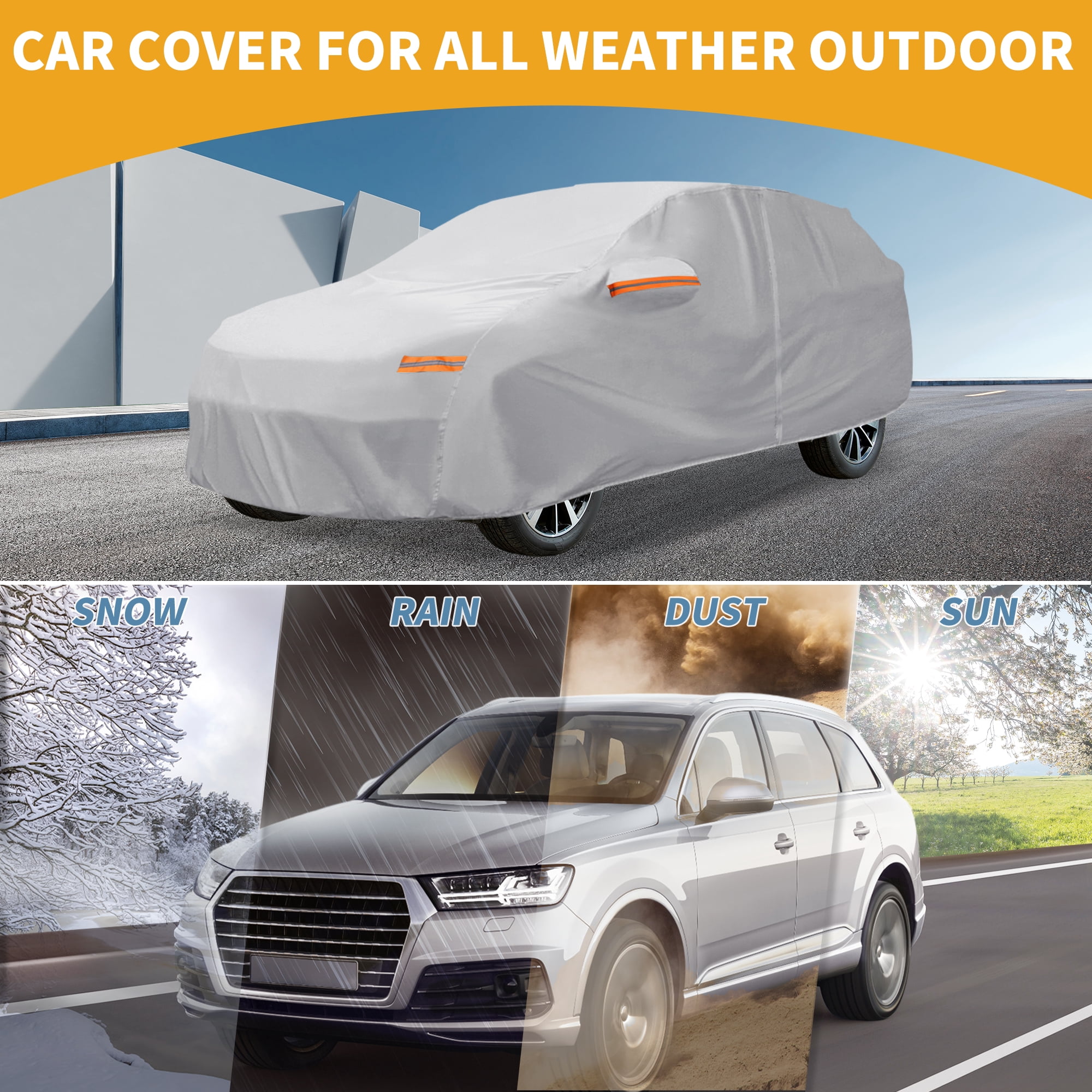 Unique Bargains Universal Car Cover Waterproof Silver Tone 181.1"x72.83"x55.12"