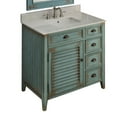 thumbnail image 4 of Benton Collection 36" Distressed Blue Farmhouse Bathroom Vanity with White Marble Top, 4 of 6