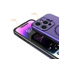 thumbnail image 4 of For iPhone 13 Pro Max Magnetic Ring Circle Camera Cap KickStand Hybrid UV Paint Matte Finish Case - Purple, 4 of 4