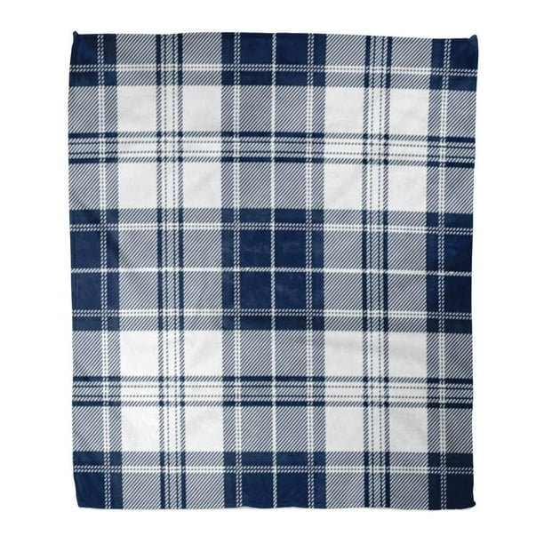KDAGR Flannel Throw Blanket Checkered Blue Tartan Plaid Pattern