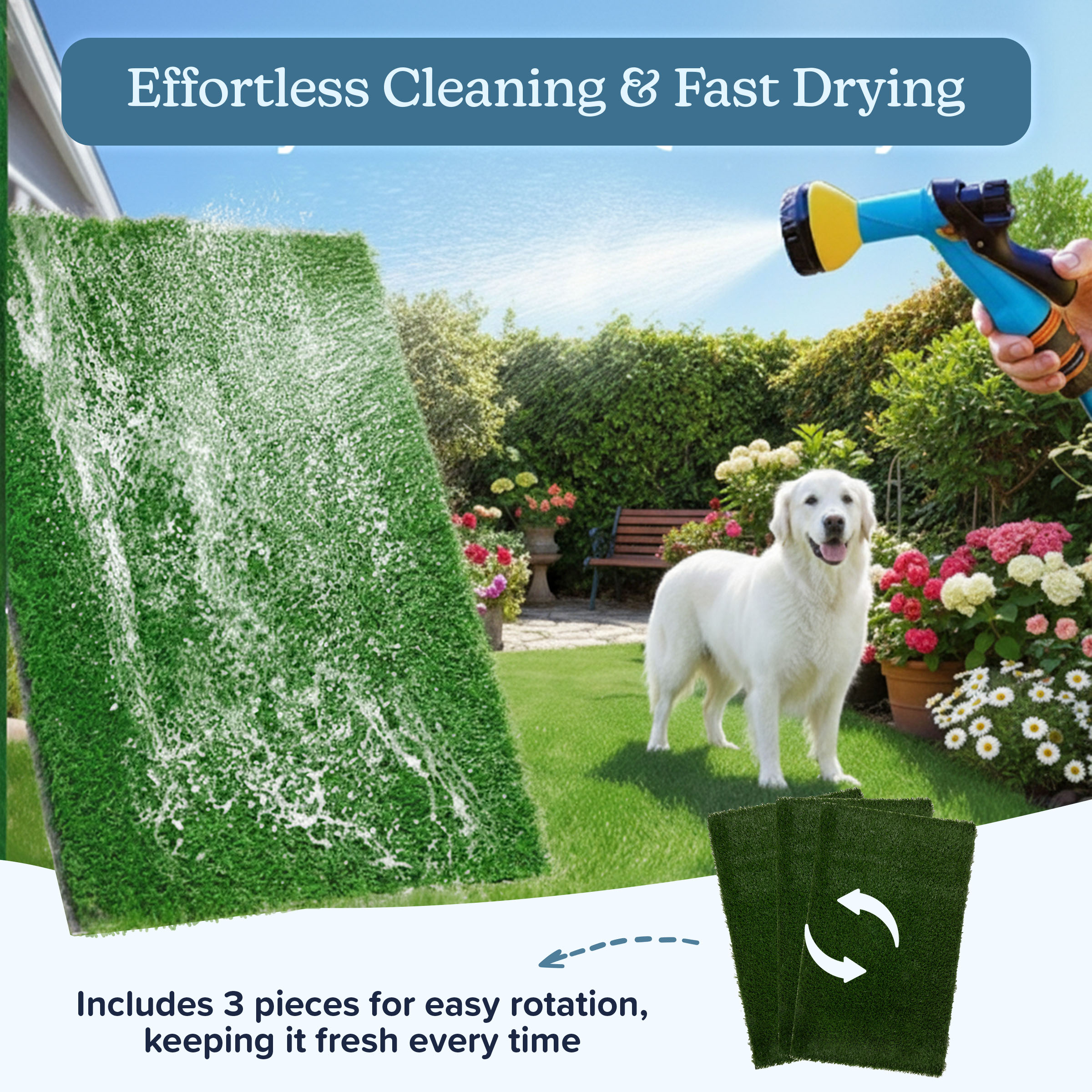 PETMAKER Set of 3 Replacement Turf Grass Pee Pads - Puppy Essentials