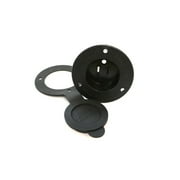 Battery Tender Marine AC - Black Plug Power Port Receptacle - AC Power Flanged Port Inlet Plug - High Grade AC Electrical Connection Adapter with Cap Cover for Boats - 024-0004-BK