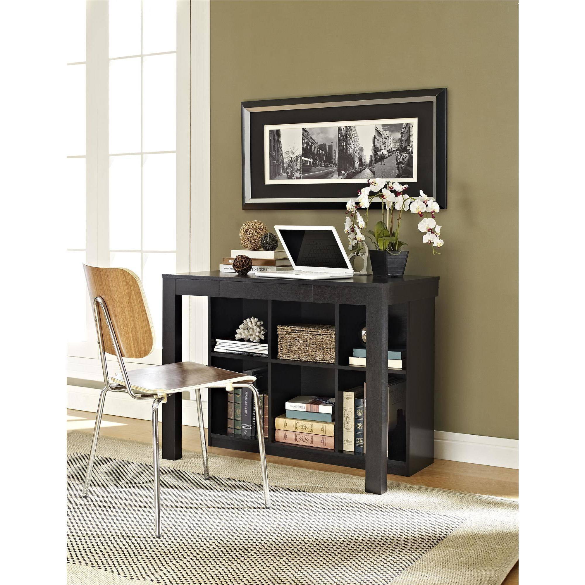 Altra Furniture Parsons Style Desk with Drawer and Bookcase, Black Oak - Walmart.com