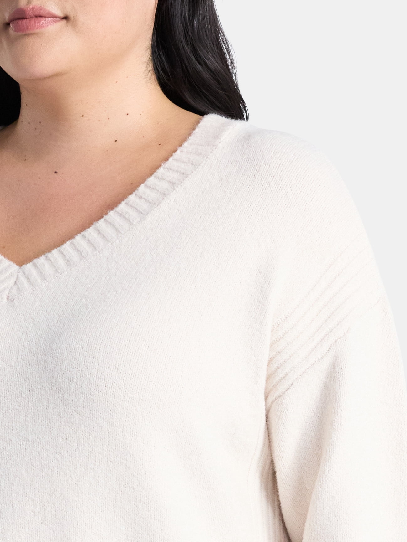 Terra & Sky Women's Plus V Neck Tunic Sweater, Lightweight, Sizes 0X-5X