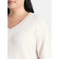 thumbnail image 4 of Terra & Sky Women's Plus V Neck Tunic Sweater, Lightweight, Sizes 0X-5X, 4 of 5