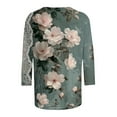 thumbnail image 5 of CYMMPU Summer Trendy Shirts Round Neck Blouses for Women Dressy Casual Tunic Tops Loose Fit 3/4 Sleeve Spring Tops Flower Printed Lightweight Basic Tees Gray L, 5 of 5
