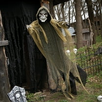 Morris Costumes 6 ft Hanging Animated Reaper with Light-Up Eyes - Gray