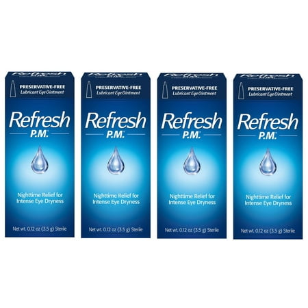 4 Pack - Refresh P.M. Lubricant Eye Ointment 0.12 oz (3.5 g) Each