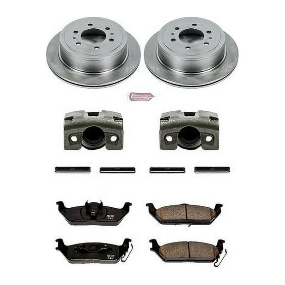 PowerStop Rear Stock Replacement Brake Pad and Rotor Kit with Calipers Fits: FORD LINCOLN Select Models KCOE1950