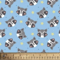 Raccoon Raccoon Blue Flannel Fabric