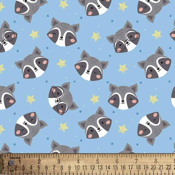 Raccoon Raccoon Blue Flannel Fabric