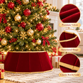 thumbnail image 5 of LOMYOLO Velvet Christmas Tree Collar 24 Inch Foldable Christmas Tree Skirt Stand Cover, Plush Xmas Tree Base Cover with Gold Trim, Christmas Tree Collar for Indoor Holiday Decorations - RED, 5 of 8