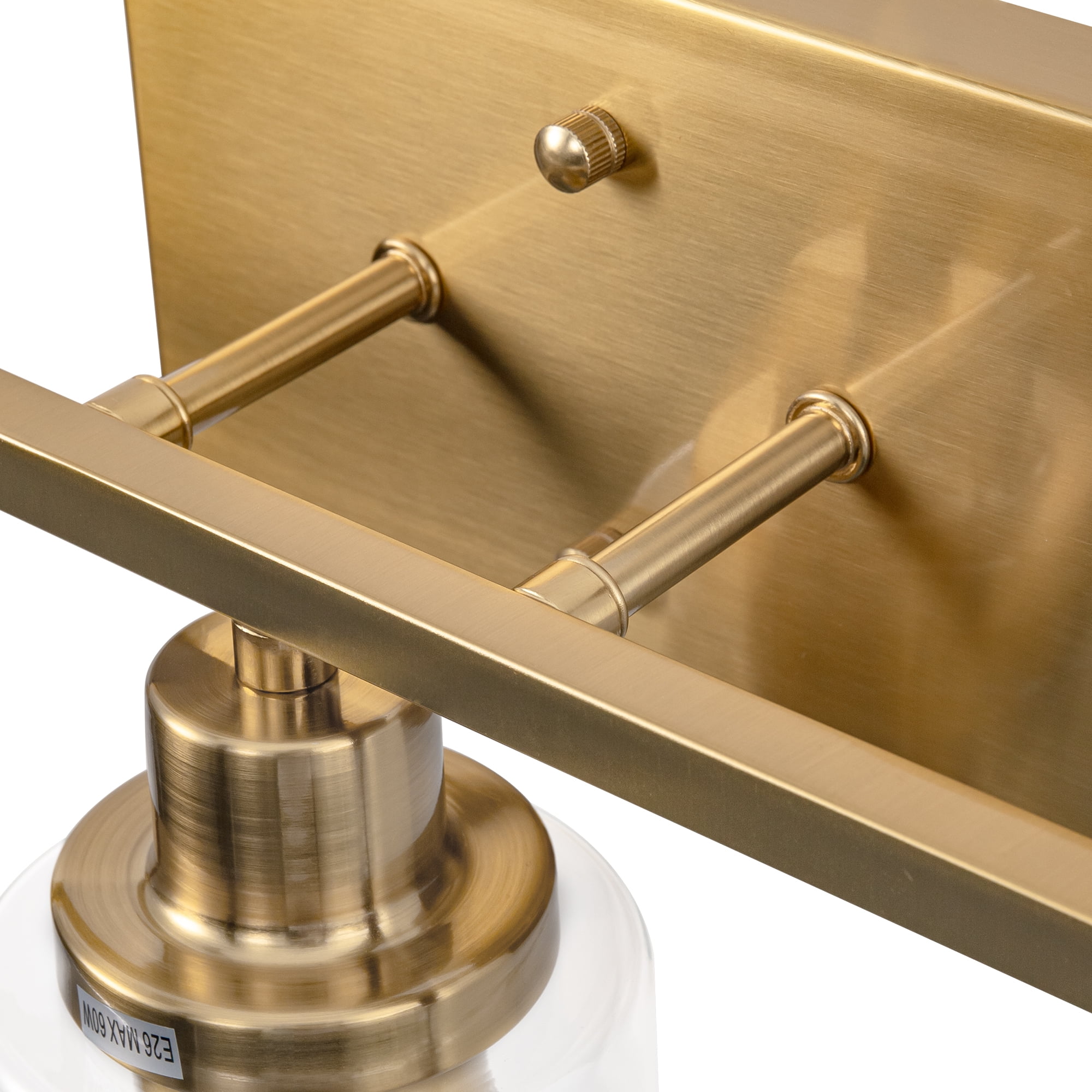 Briignite 3 Light Bathroom Light Fixture in Brushed Brass – Modern Farmhouse Vanity Light with Glass Shades for Bathroom, Bedroom, Living Room