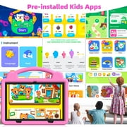 PUTECCH 10 inch Kid Tablet, Android 14, Quad Core CPU 5GWifi+Wifi6, 6GB RAM+64GB ROM, 6000mAh, Tablet Case, Pink