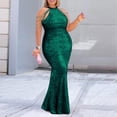 thumbnail image 2 of adviicd Robes d'Invitée de Mariage pour Femmes Robe pour Femme à Manches Longues Col Montant Froncée Fente Latérale Élégante Robe Maxi de Soirée Vert, TG, 2 of 5