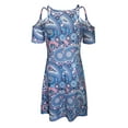 thumbnail image 1 of WISEFIN Women Cold Shoulder Short Sleeve Printing A-Line Dress, 1 of 4
