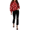 thumbnail image 4 of Hirigin Store Women's Valentine's Day Casual Knitwear Long Sleeve O Neck Heart Print Knit Sweater, 4 of 8