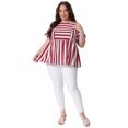 thumbnail image 3 of DARING DIVA Women's Plus Babydoll Ruffle Peplum Top 2X Red White, 3 of 6