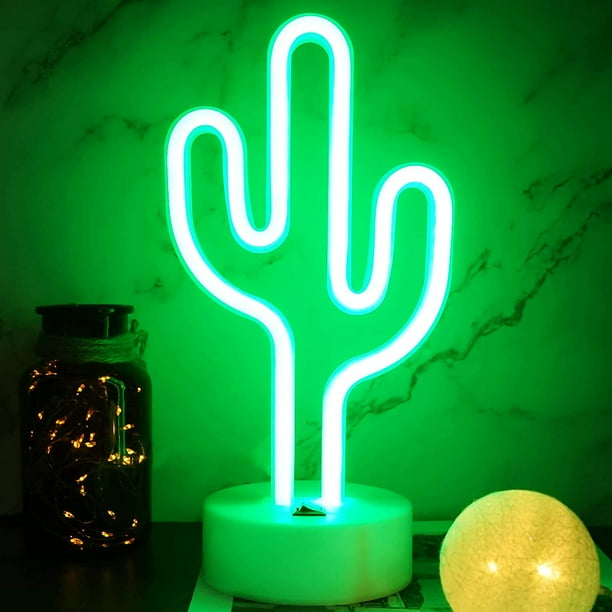 Luz LED de neón de cactus, letrero de neón de cactus, carga por USB o batería, letrero de neón de cactus, lámparas de neón, letreros luminosos para habitación infantil, decoración de dormitorio juveni