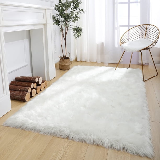 Alfombra de piel de oveja sintética esponjosa de primera calidad, moderna alfombra para dormitorio, alfombras de pelo alto de piel sintética súper suave para sala de estar, decoración del hogar de