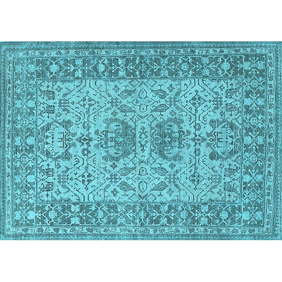 Ahgly Company Indoor Rectangle Oriental Light Blue Industrial Area Rugs, 5' x 7'