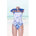 thumbnail image 4 of Meloria Swim and Fashion's Retro Floral Printing Patchwork Padded Strappy One-Piece Swimsuit, 4 of 5