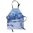 thumbnail image 1 of Mountain Apron Fantasy Dream Land over the Austrian Alps Summit Climate Skiing Snowfall Fir Theme, Unisex Kitchen Bib Apron with Adjustable Neck for Cooking Baking Gardening, White, by Ambesonne, 1 of 3