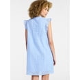 thumbnail image 3 of Time and Tru Women's Cotton Eyelet Mini Dress with Flutter Sleeves, Sizes XS-XXXL, 3 of 6