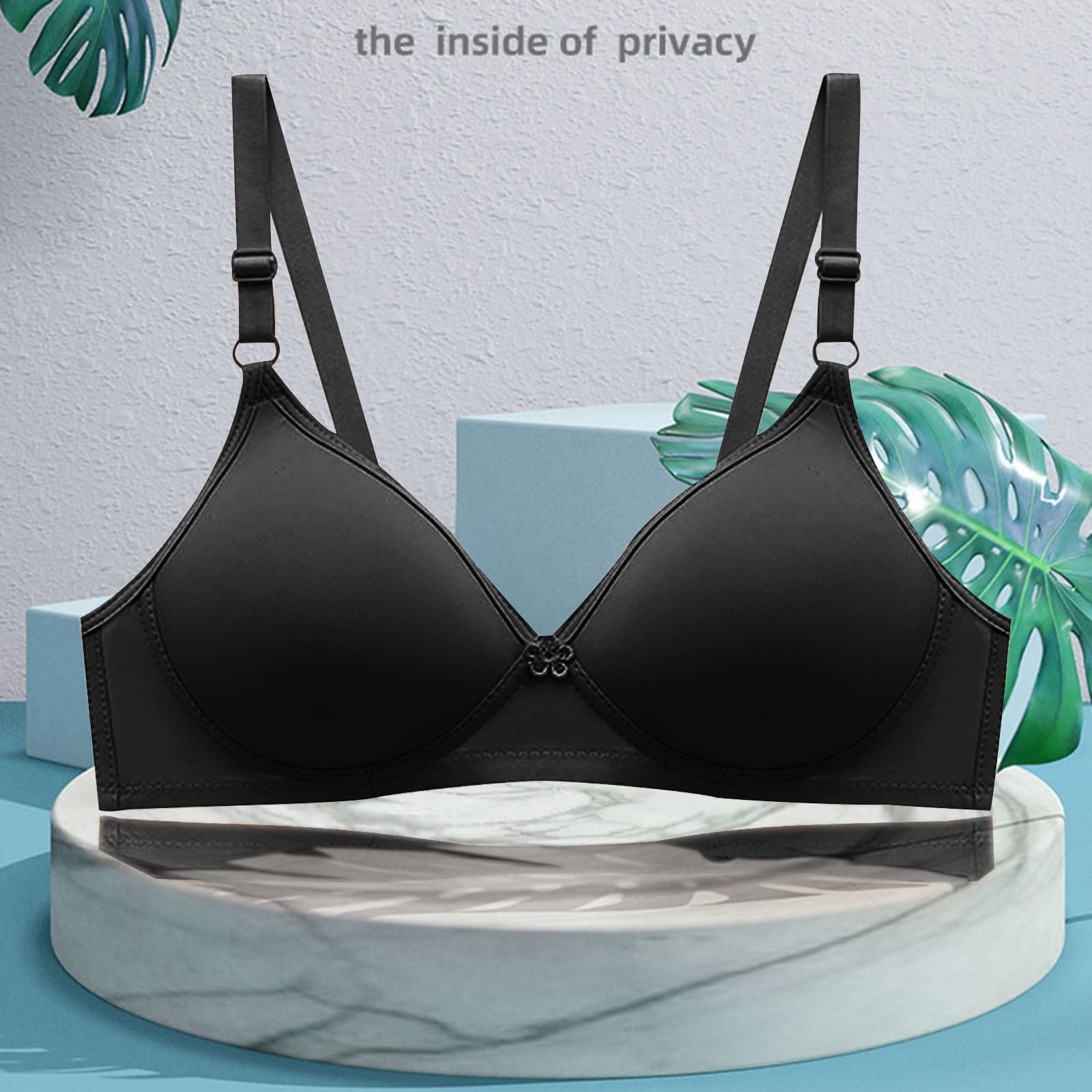 Women's 3 Pcs Cotton Comfort Bra, Wireless T-Shirt Bra, Pack of 2, Everyday Bras Underwear, Cup 34-42/75-95A (X-Large, P)