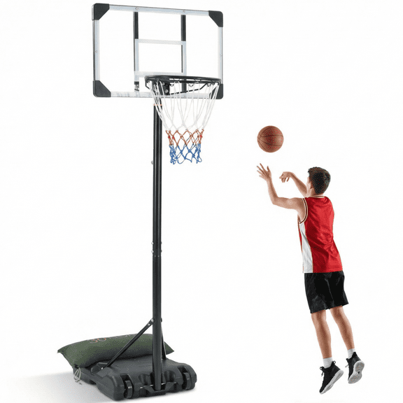 Naipo 28in Backboard Basketball Hoop 5.08ft-7ft Height Adjustable Portable Basketball Goal System with Wheels Indoor Outdoor Basketball Stand for Adults & Youth