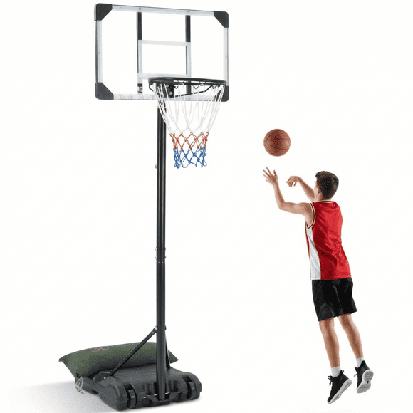 Naipo 28in Backboard Basketball Hoop 5.08ft-7ft Height Adjustable Portable Basketball Goal System with Wheels Indoor Outdoor Basketball Stand for Adults & Youth