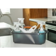Casabella Cleaning Storage Caddy with Handle for 4-Gallon Rectangular Bucket, Graphite/Orange