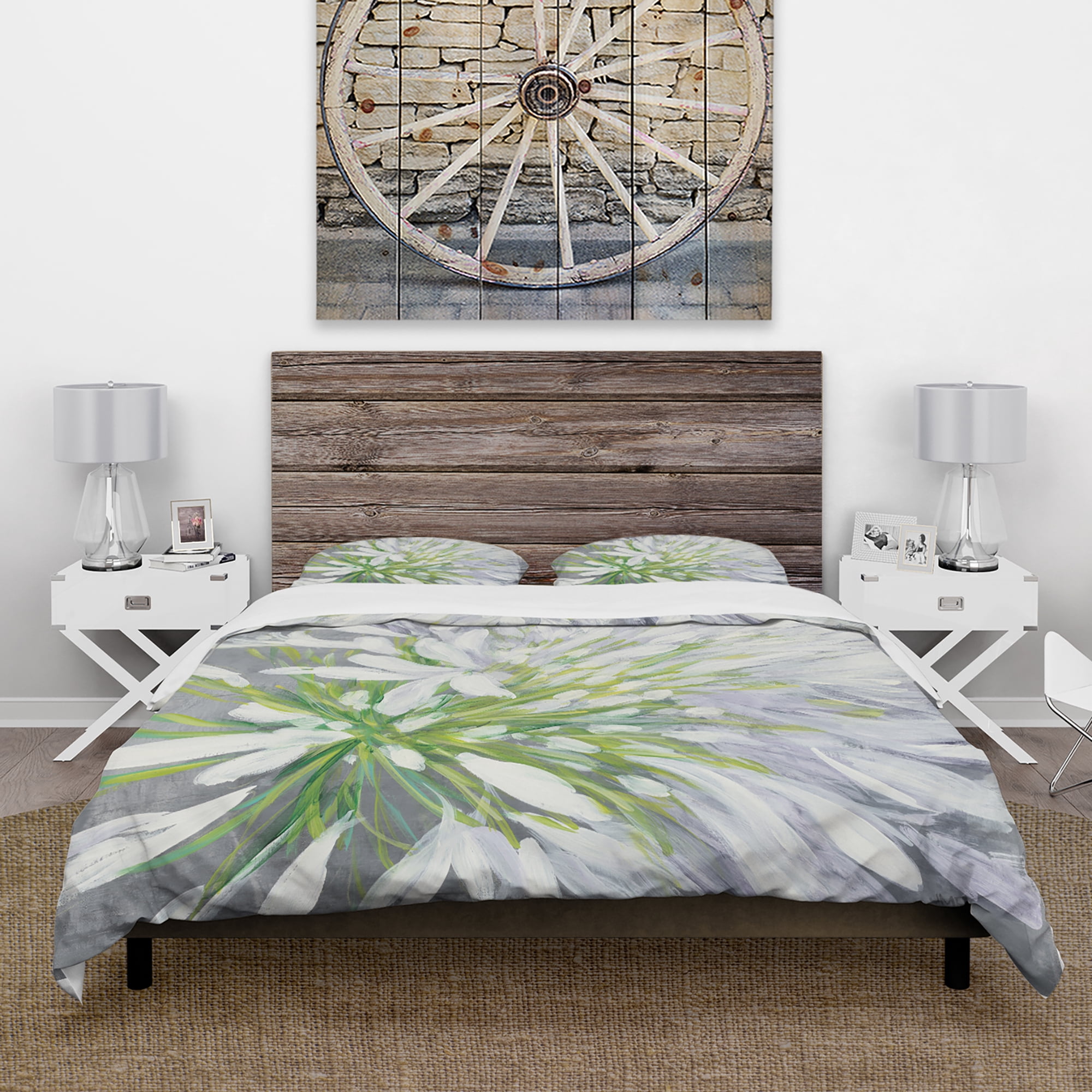 Designart 'Flower Cleome Splash II' Cottage Duvet Cover Set