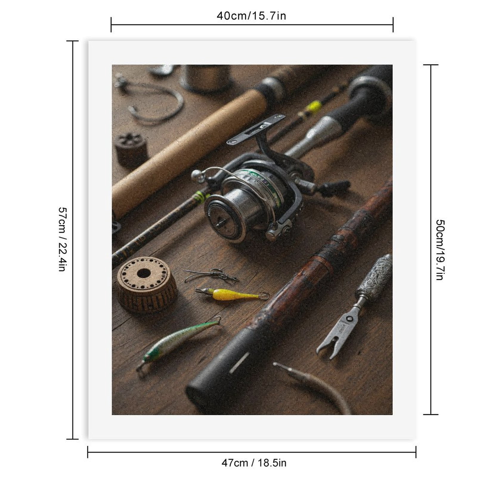 Paint by Numbers Kit for Adults, Fishing Gear On Wooden Surface Paint by Numbers, Easy Paint by Numbers Kit for Adults Beginner, DIY Adult Paint by Number Kits on Canvas, Home Decor