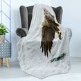 thumbnail image 4 of Eagle Soft Flannel Fleece Blanket, Bird with Feathers on Head and Tail Catching a Fish Hunting Animal Food Chain, Cozy Plush for Indoor and Outdoor Use, 60" x 80", Pearl Brown Yellow, by Ambesonne, 4 of 5