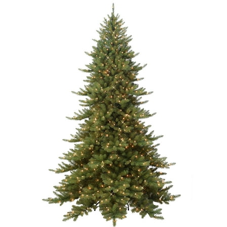 Puleo Intl. 7.5' Royal Majestic Fraser Fir Green Tree with Memory Tips and Sure Lit Pole with 600 UL-Listed Pre-Lit Lights