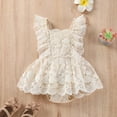 thumbnail image 2 of NOLDARES Infant Baby Girl Basic Ruffle Short Sleeve Cotton Romper Bodysuit Tops Clothes Cute Toddler Outfits for Girls(Khaki,18-24 Months), 2 of 6