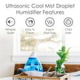 thumbnail image 3 of Crane Droplet Ultrasonic Cool Mist Humidifier, 0.5 Gallon, 15 Hour Run Time, Optional Vapor Tray, 250 Sq. Ft. Coverage, Blue/White, 3 of 13