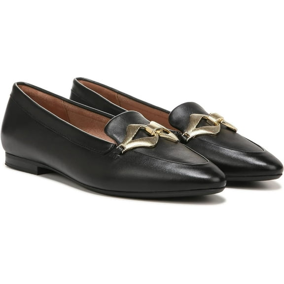 Naturalizer Womens Leala Slip-on Loafers Black Leather 12M