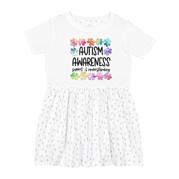 Inktastic Autism Awareness Support and Understanding Puzzle Pieces Girls Toddler Dress