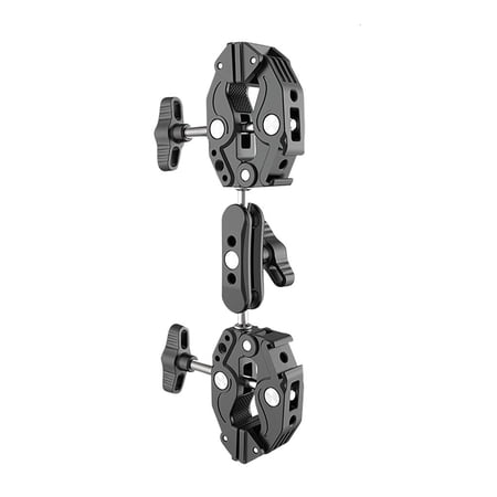 Yihuala Adjustable Photography Adapter Clamp Double Head Aluminum Alloy Camera Mount Clip For Action Camera Stabilizer Accessory