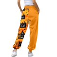 thumbnail image 5 of Yellow High Waist Pjs Loose Pant Comfy Long Lounge Bottom,Drawstring Elastic Waist Sleep Pants with Pockets M, 5 of 9