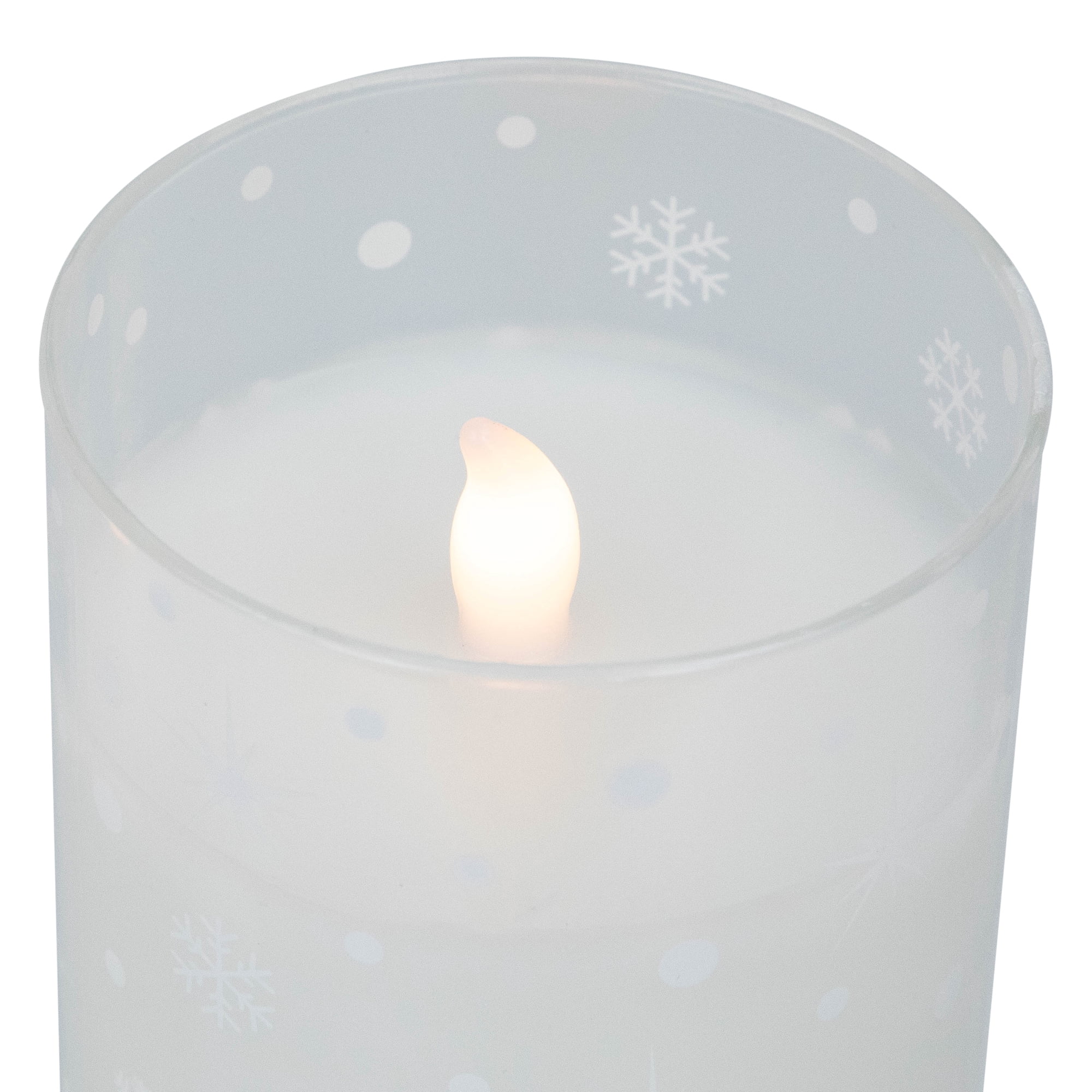 Northlight LED Flameless Flickering Snowy Woodland Glass Christmas Pillar Candles - 6" - Set of 3