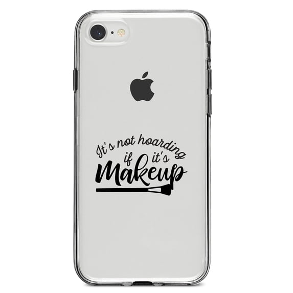 DistinctInk Clear Shockproof Hybrid Case for iPhone 7 8 SE (2020 Model) 4.7" Screen TPU Bumper Acrylic Back Tempered Glass Screen Protector - It's Not Hoarding If It's Makeup