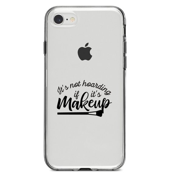 DistinctInk Clear Shockproof Hybrid Case for iPhone 7 8 SE (2020 Model) 4.7" Screen TPU Bumper Acrylic Back Tempered Glass Screen Protector - It's Not Hoarding If It's Makeup